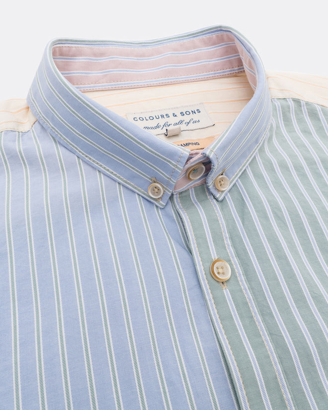 Colours & Sons - Pinstripe colourblock shirt
