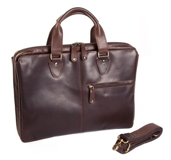 Oran Leather - Garnet Bag - Brown | Brandy - Vintage leather bag with zip pockets and adjustable strap.