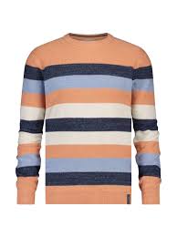 Stripe Melange Pullover - Stripe - Lava Orange, Navy, Blue & Cream