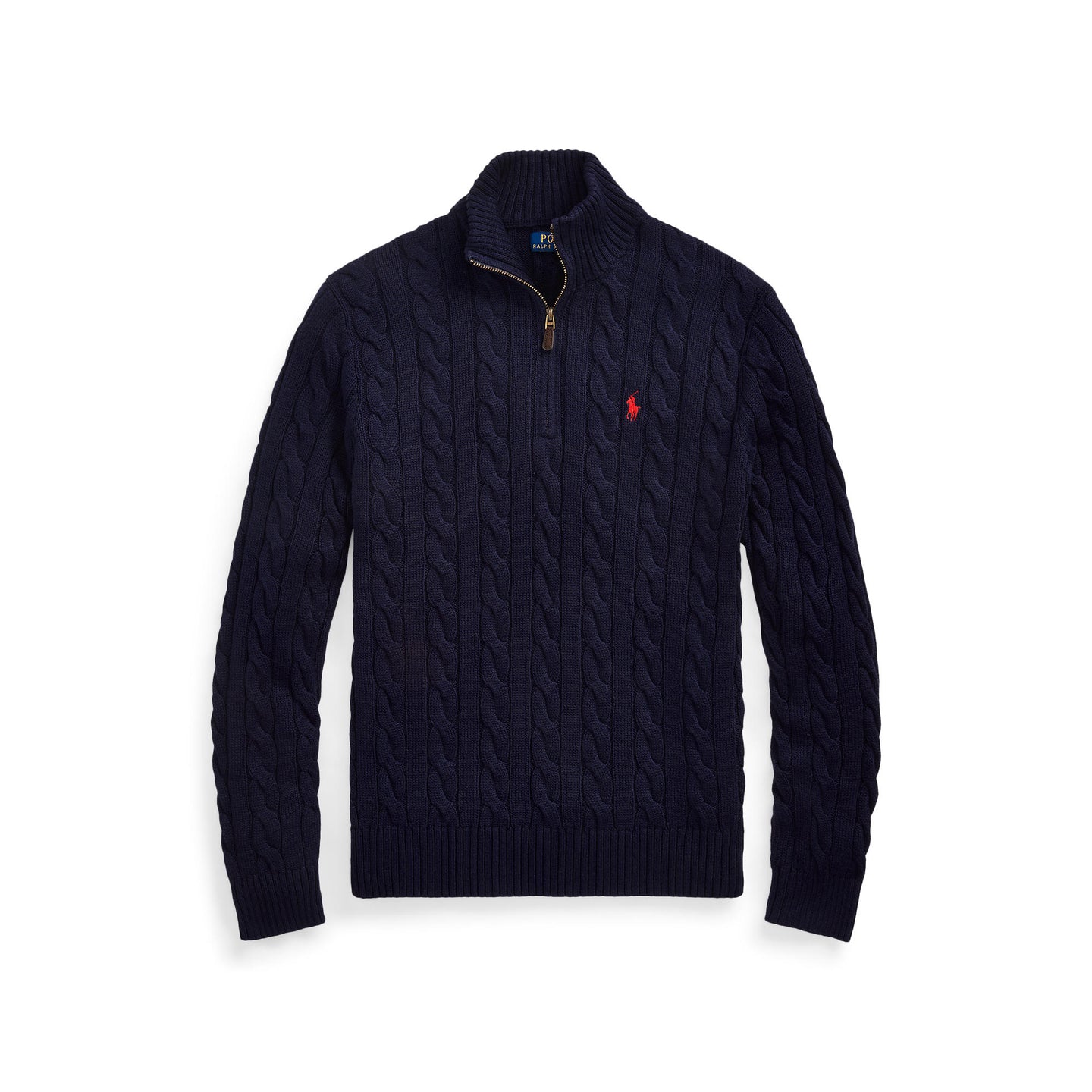 Polo Ralph Lauren - Cable Knit Cotton Zip-Collar Pullover - Hunter Navy