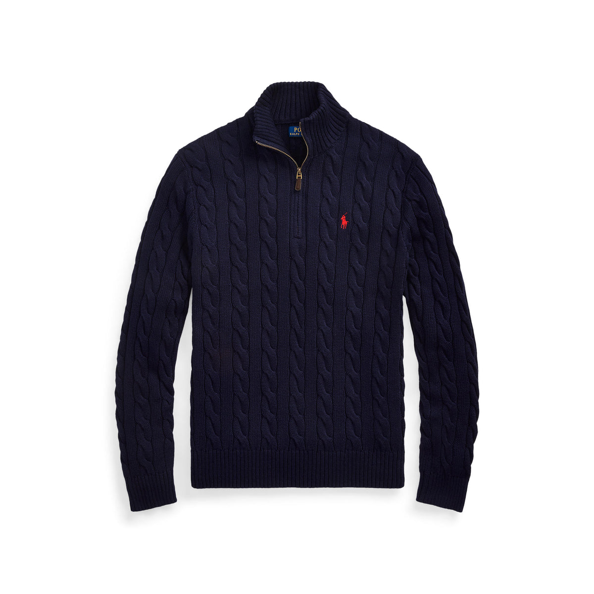 Polo Ralph Lauren - Cable Knit Cotton Zip-Collar Pullover - Hunter Navy