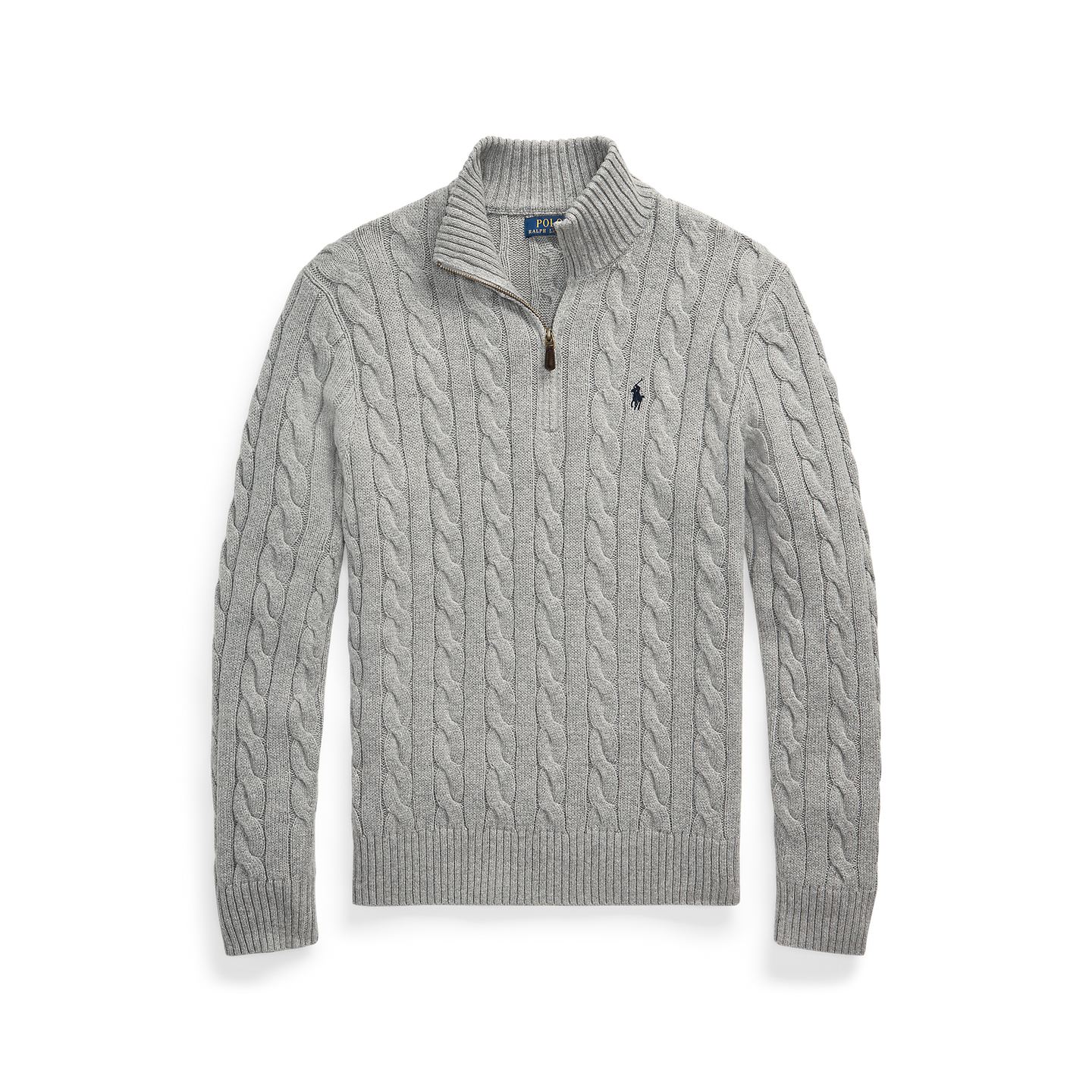 Polo Ralph Lauren - Cable Knit Quarter Zip Sweater - Fawn Grey Heather