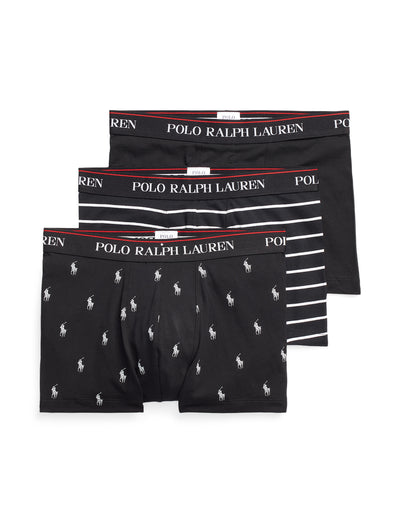 Polo Ralph Lauren -  3-Pack Stripe Trunks - Gift Box - Black White
