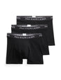 Polo Ralph Lauren - Classic Cotton Stretch Boxer Trunks - 3 Pack - Black featuring three black trunks with branded waistbands.