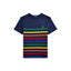 Custom Fit Striped Jersey T-Shirt - Navy / Multi