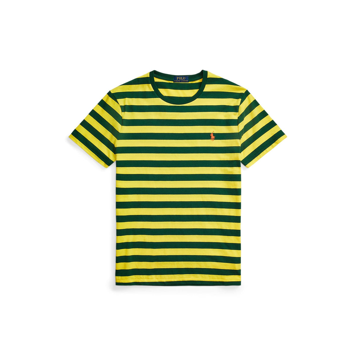 Polo Ralph Lauren - Custom Fit Jersey Crewneck T-Shirt - Stripe - Bright Yellow & Forest Green