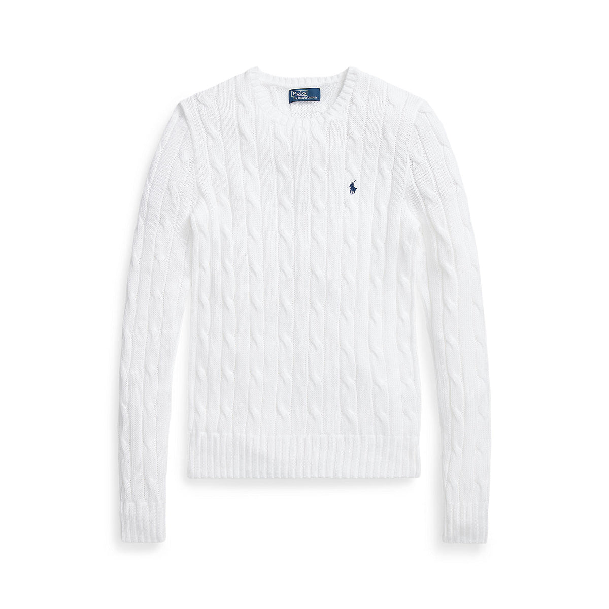Polo Ralph Lauren Cable-Knit Cotton Crewneck Sweater White