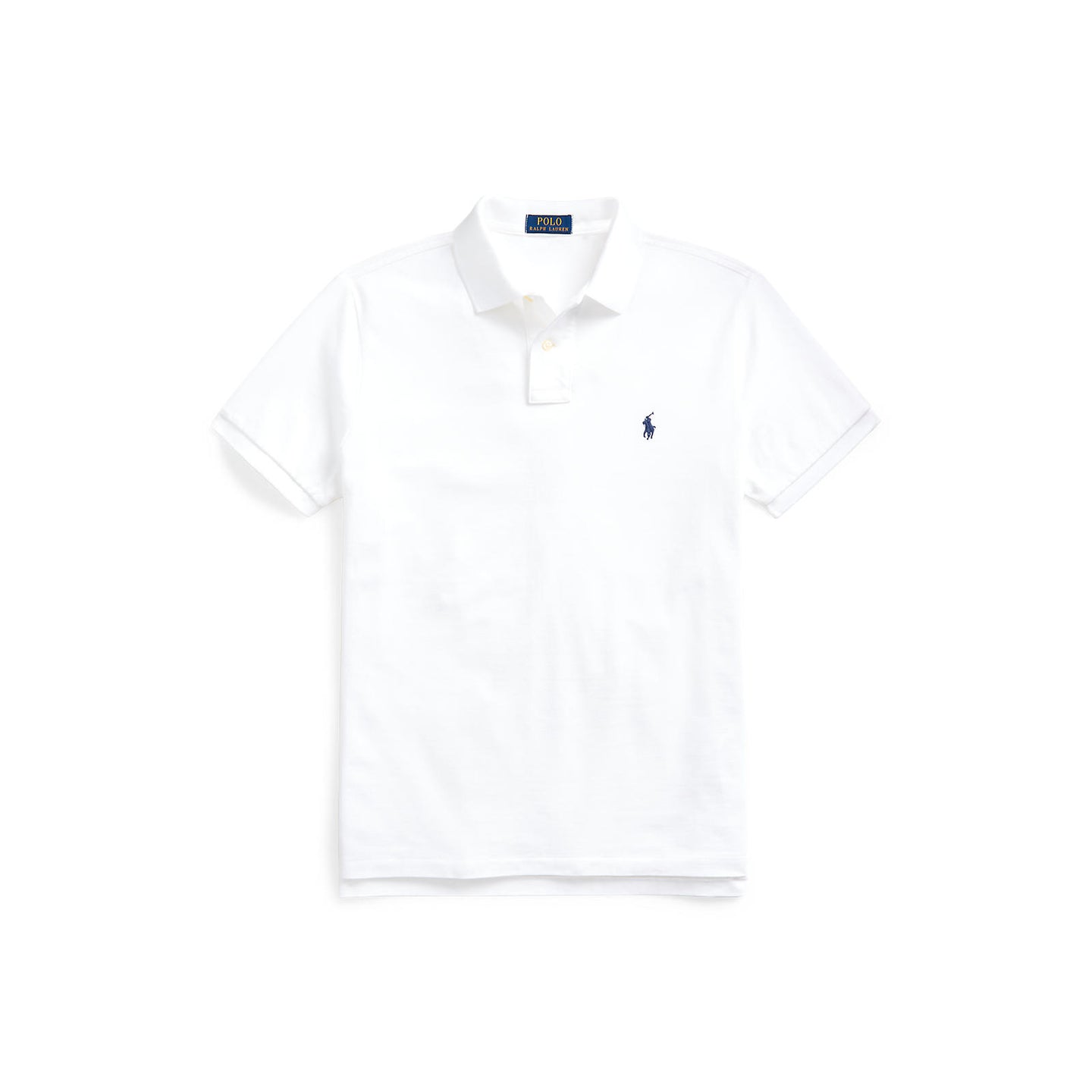 Polo Ralph Lauren Custom Slim Fit Mesh Polo - White with Navy Pony
