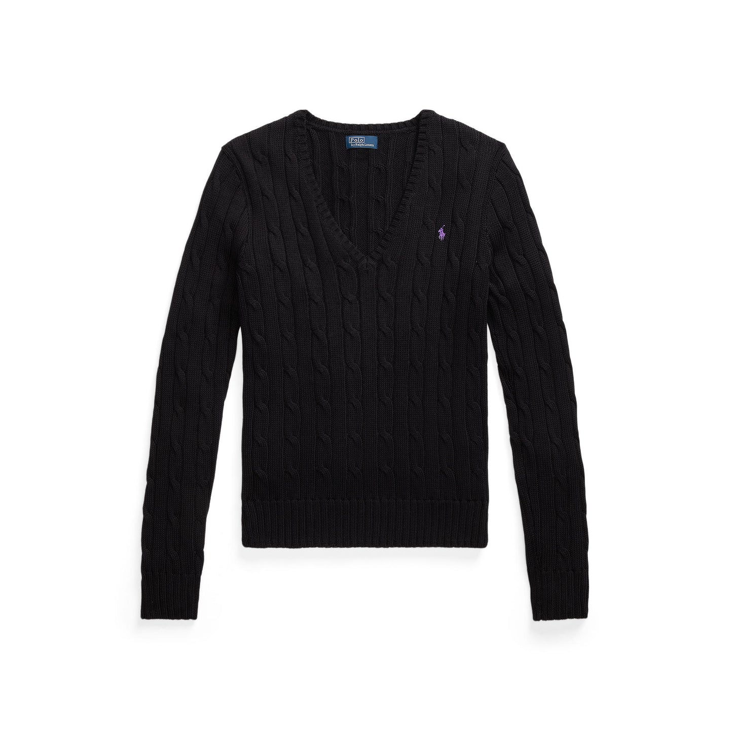 Polo Ralph Lauren - Cable-Knit Cotton V Neck Jumper - Black