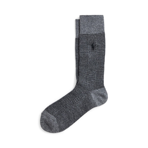 Ralph Lauren - Wool Blend Glen Plaid Sock - Grey