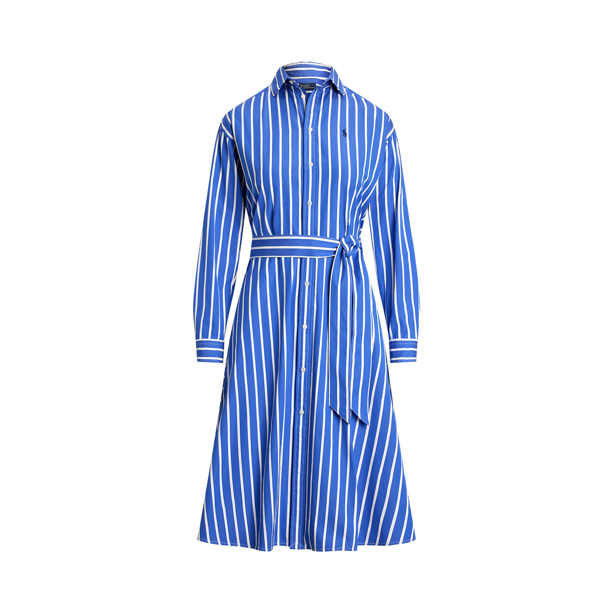 Polo Ralph Lauren - Belted Cotton Shirt Dress - Wide Stripe - Blue & White