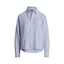Polo Ralph Lauren - Wide Cropped Linen Shirt - Stripe - White & Blue