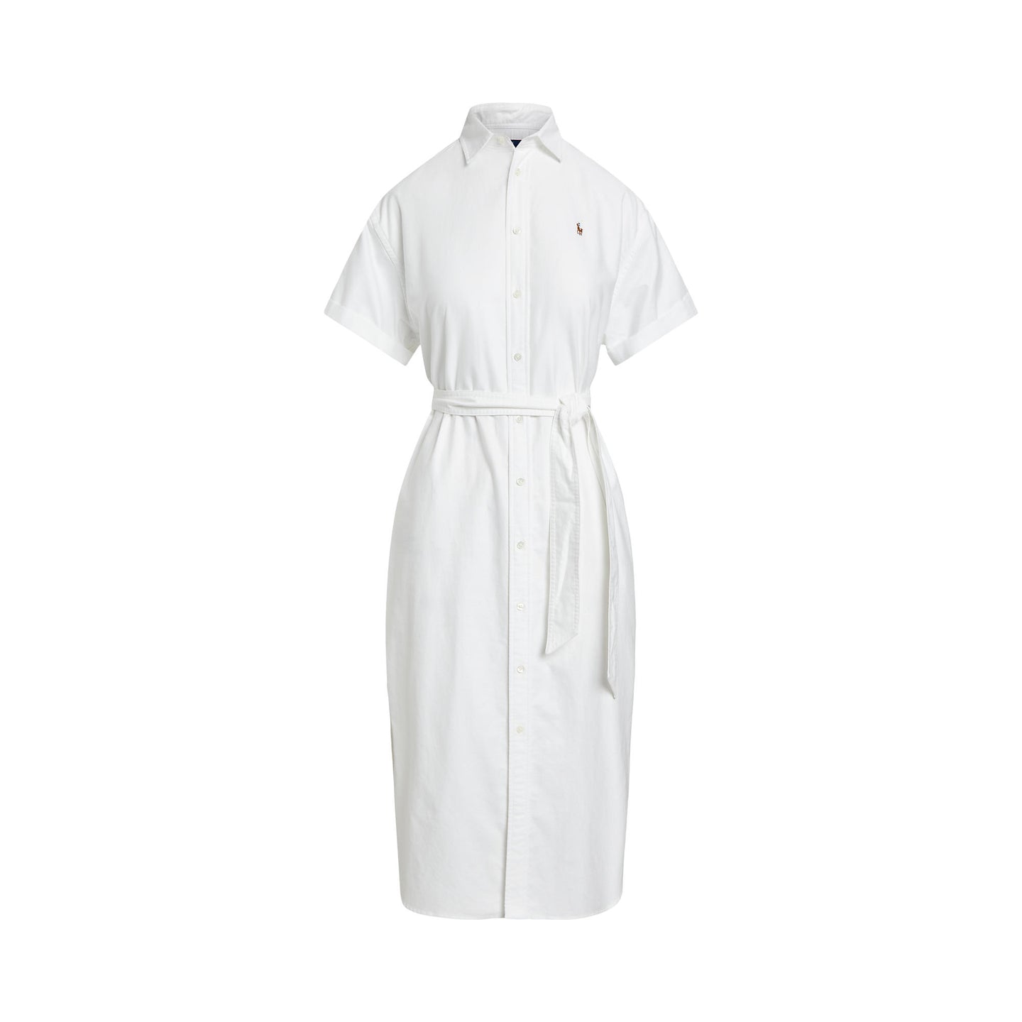 Polo Ralph Lauren - Belted Short-Sleeved Oxford Shirt Dress - White