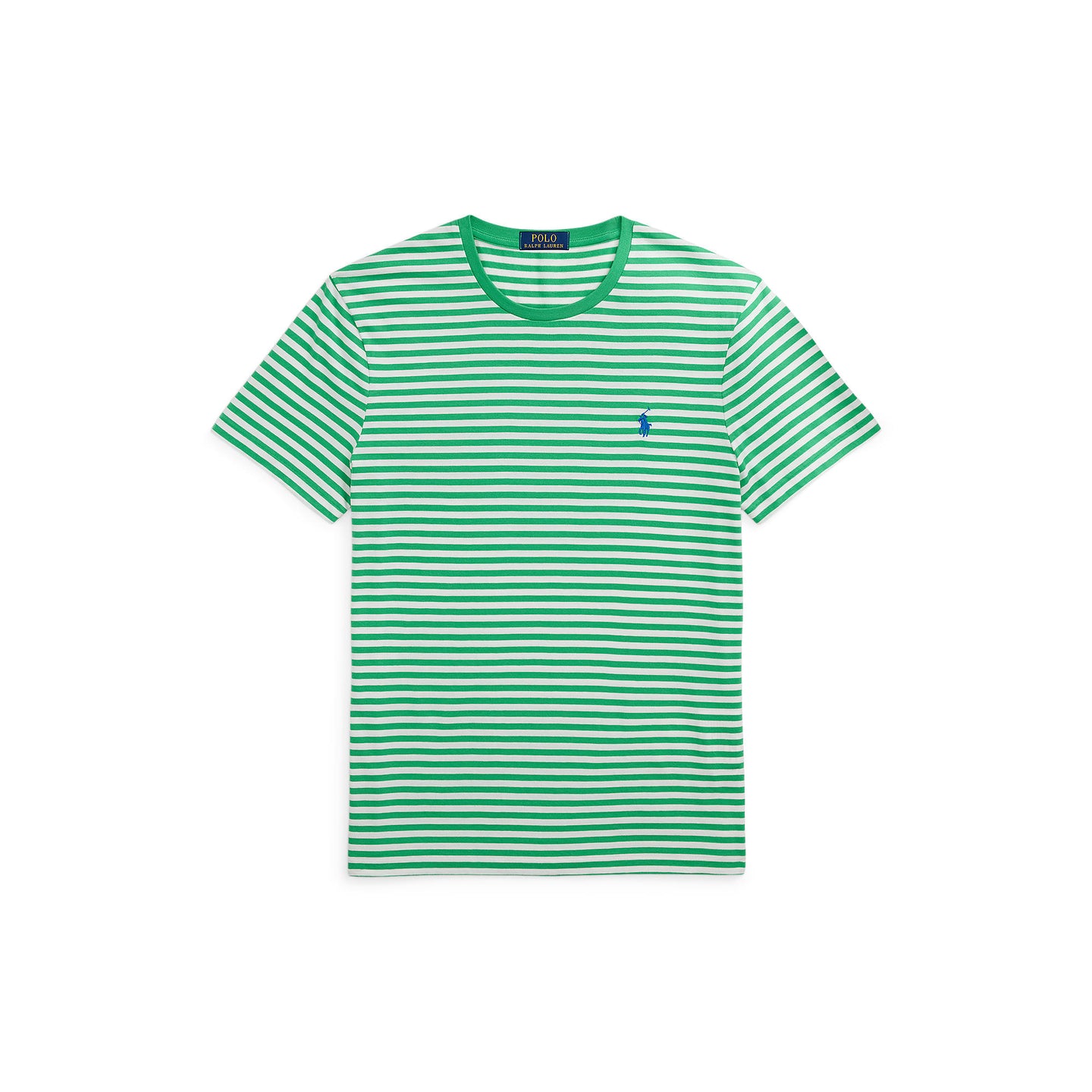 Polo Ralph Lauren - Custom Fit Jersey Crewneck T-Shirt - Stripe - Emerald & White