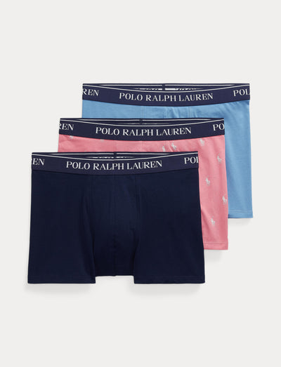 Polo Ralph Lauren - Classic Cotton Stretch Trunks - 3 Pack - Navy/Pink/Light Blue