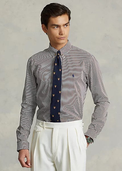 Polo Ralph Lauren - Poplin Stretch Shirt - Stripe - Brown/White