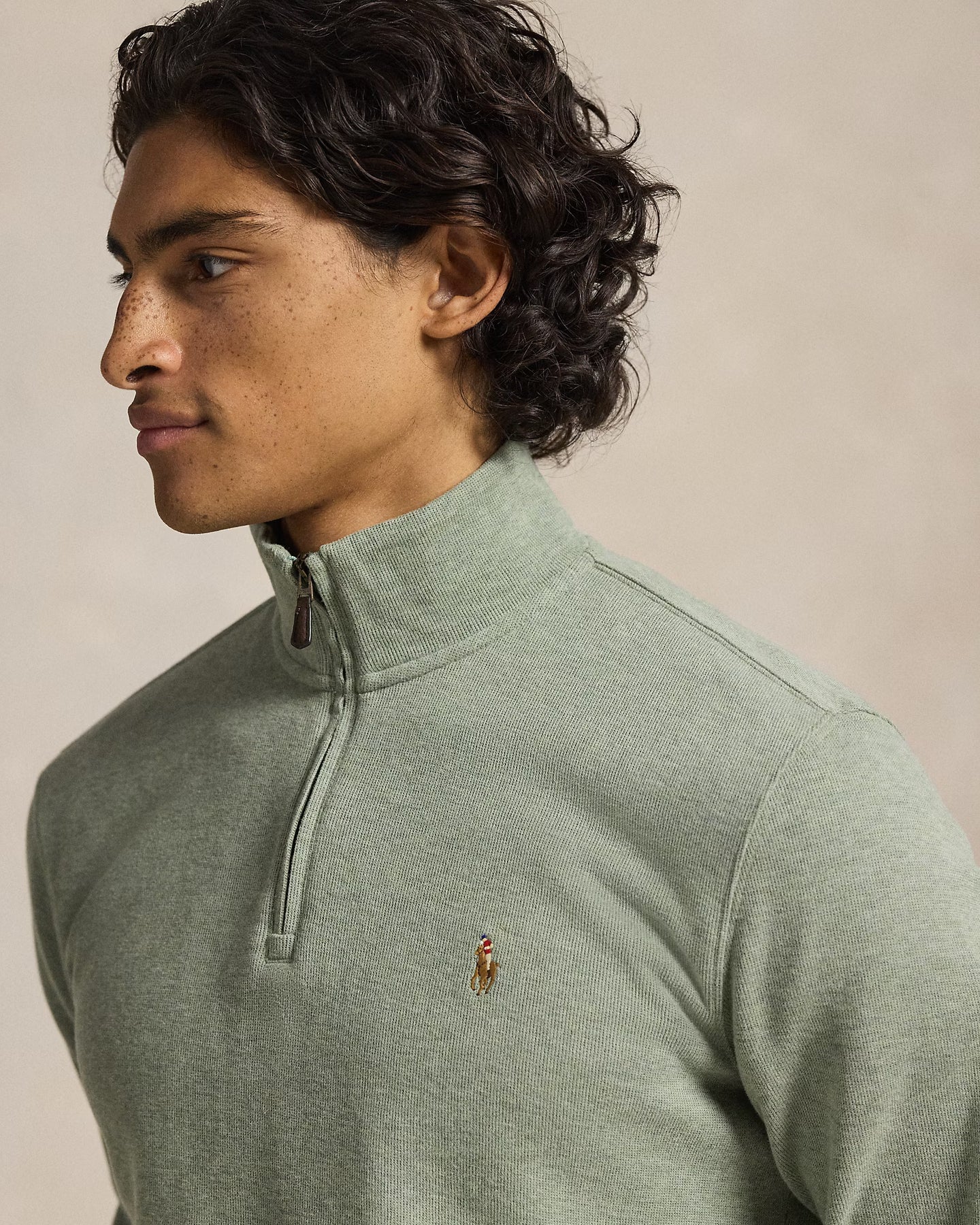 Polo Ralph Lauren - Premium Estate-Rib Knit Quarter Zip Jumper - Faded Mint
