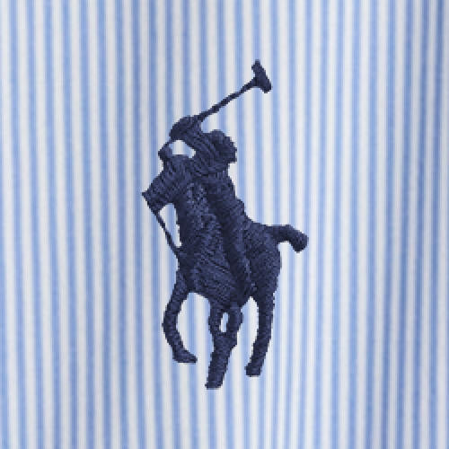 Polo Ralph Laruen - Belted Striped Cotton Shirtdress - Medium Blue & White