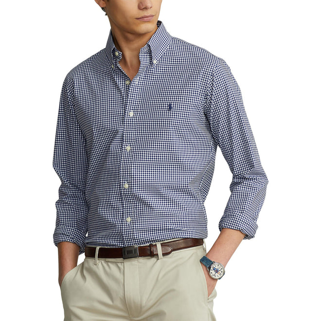 Polo-Ralph-Lauren-Custom-Fit-Gingham-Stretch-Poplin-Shirt-Navy/White
