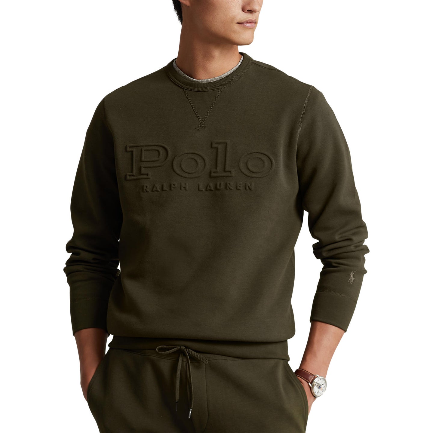 Polo-Ralph-Lauren-Logo-Embossed-Double-Knit-Sweatshirt-Company-Olive