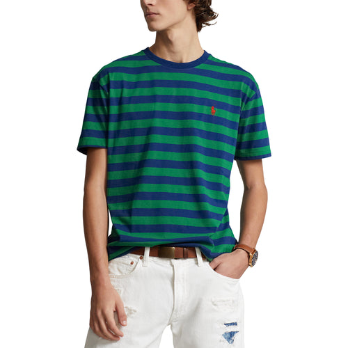 Ralph Lauren - Custom Fit Jersey Crewneck T-shirt - striped - blue and green