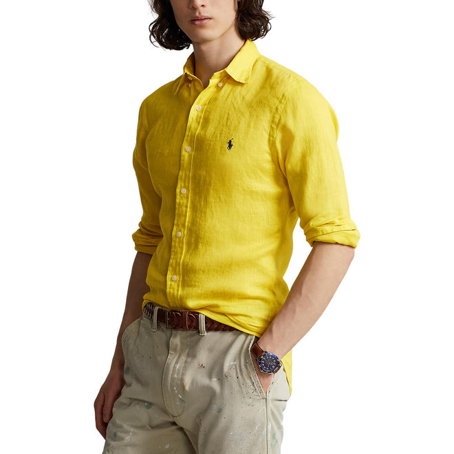 Polo-Ralph-Lauren-Custom-Fit-Linen-Shirt-Lemon