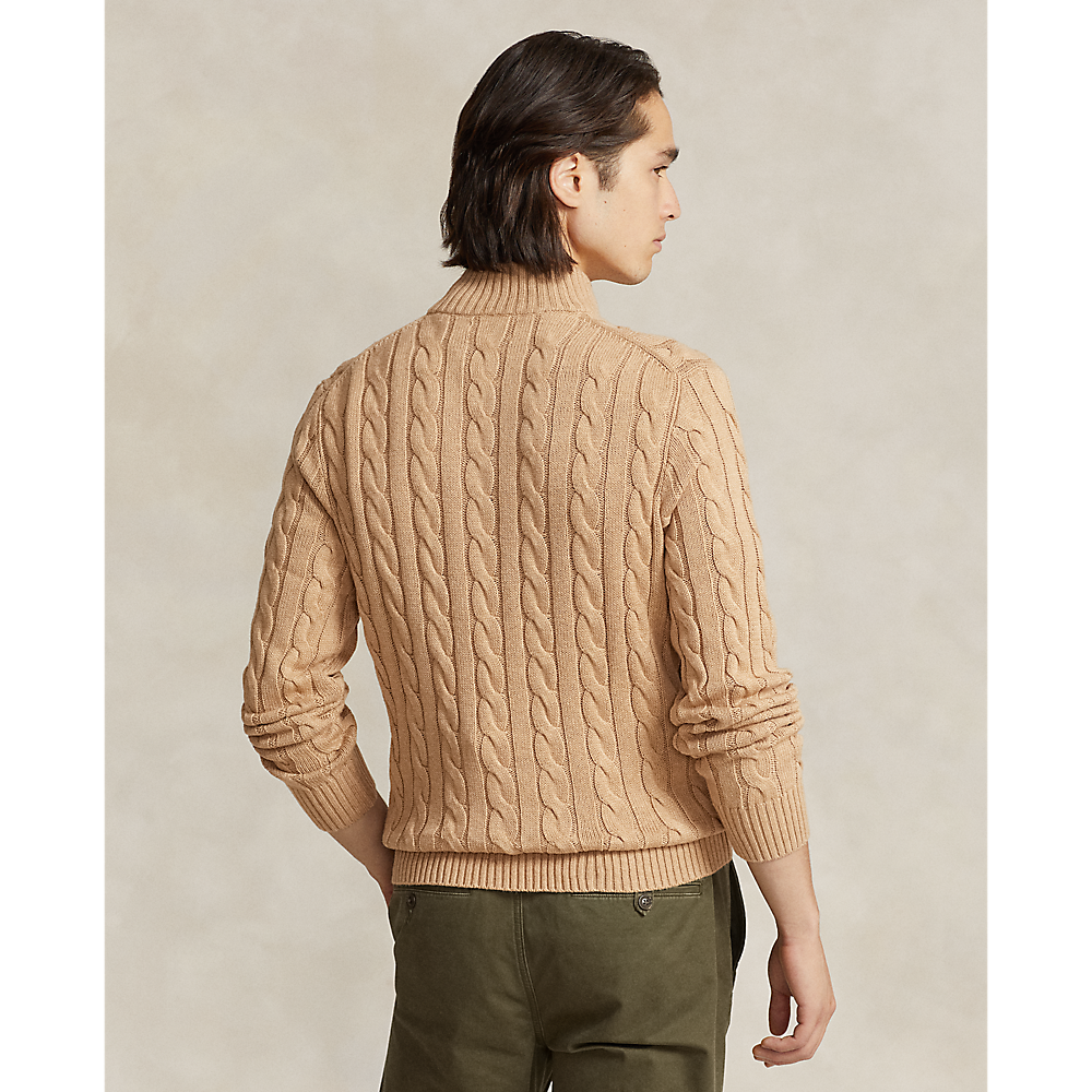 Polo Ralph Lauren - Cable Knit Quarter Zip Sweater - Camel Melange