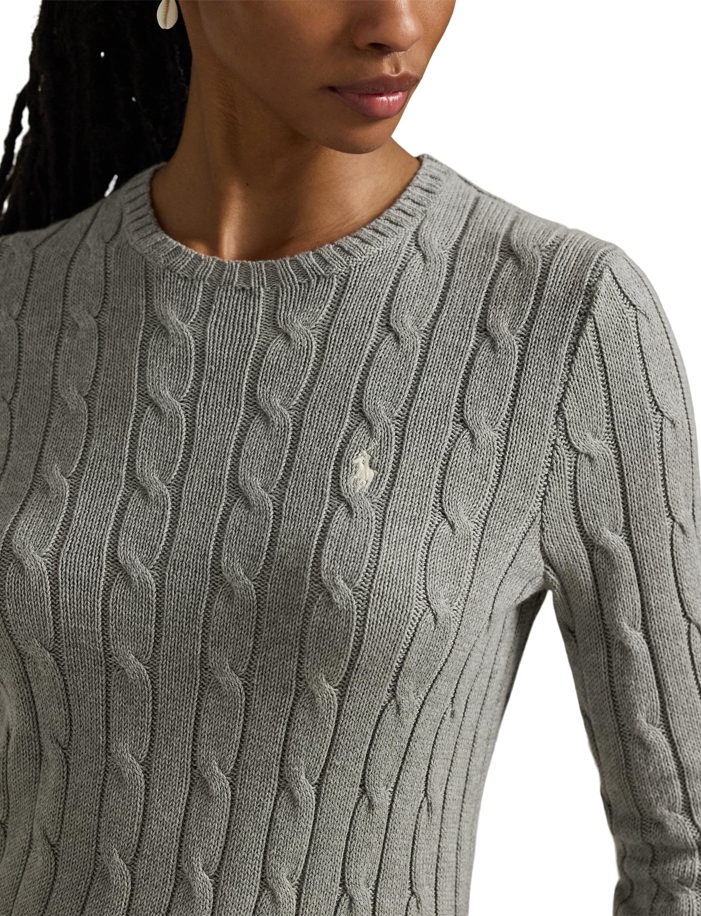 Polo Ralph Lauren - Cable-Knit Cotton Crewneck Sweater - Fawn Grey Heather