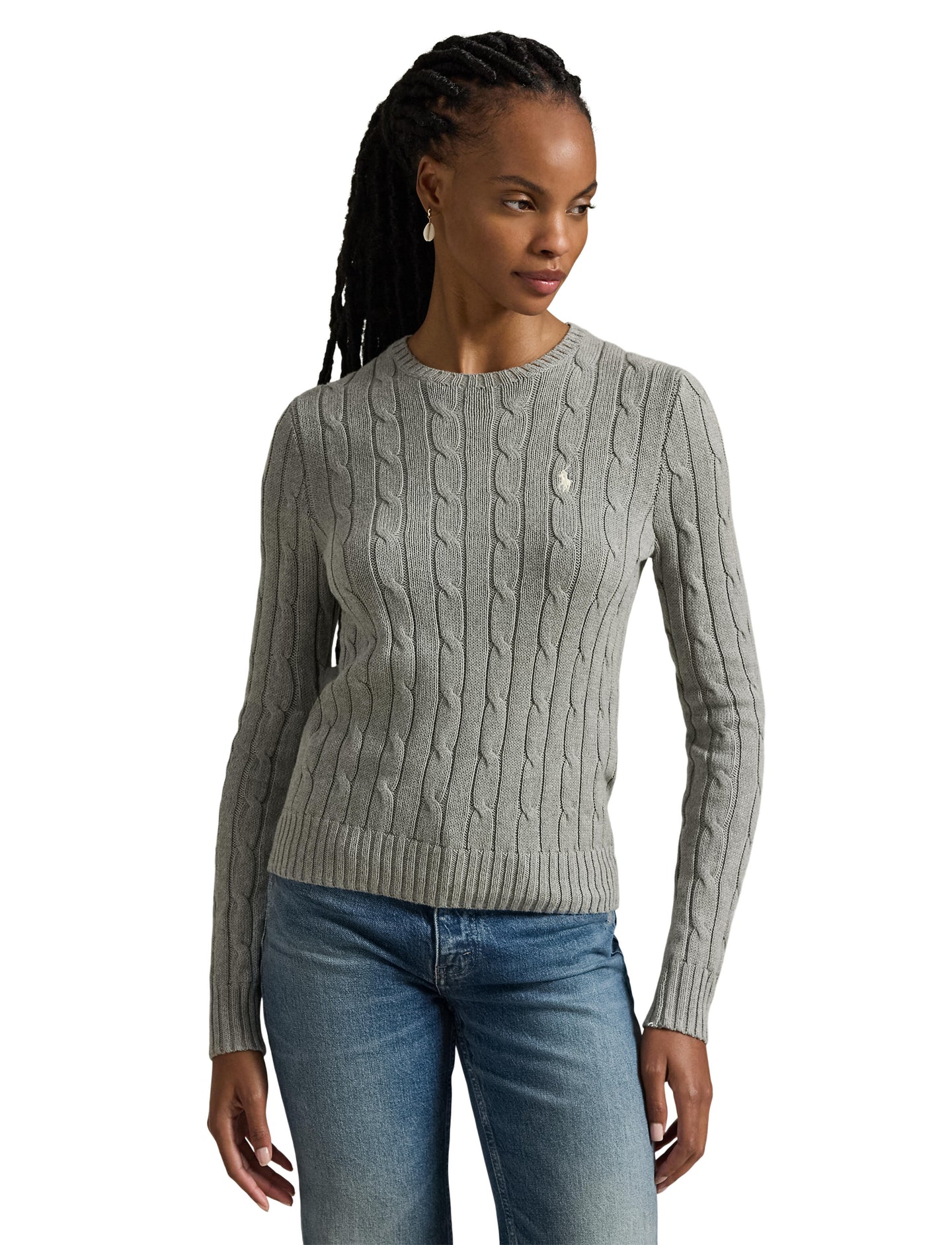 Polo Ralph Lauren - Cable-Knit Cotton Crewneck Sweater - Fawn Grey Heather