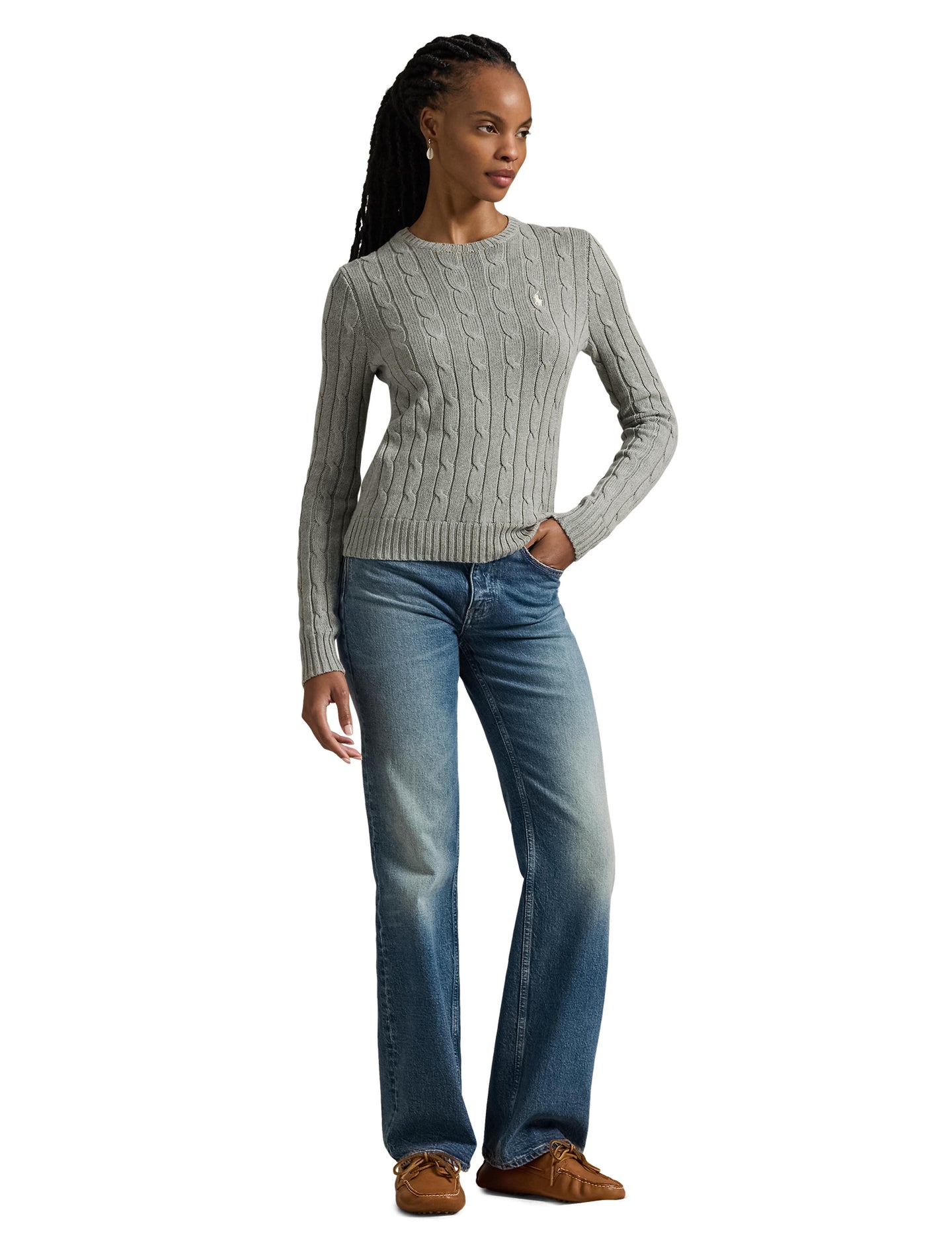 Polo Ralph Lauren - Cable-Knit Cotton Crewneck Sweater - Fawn Grey Heather