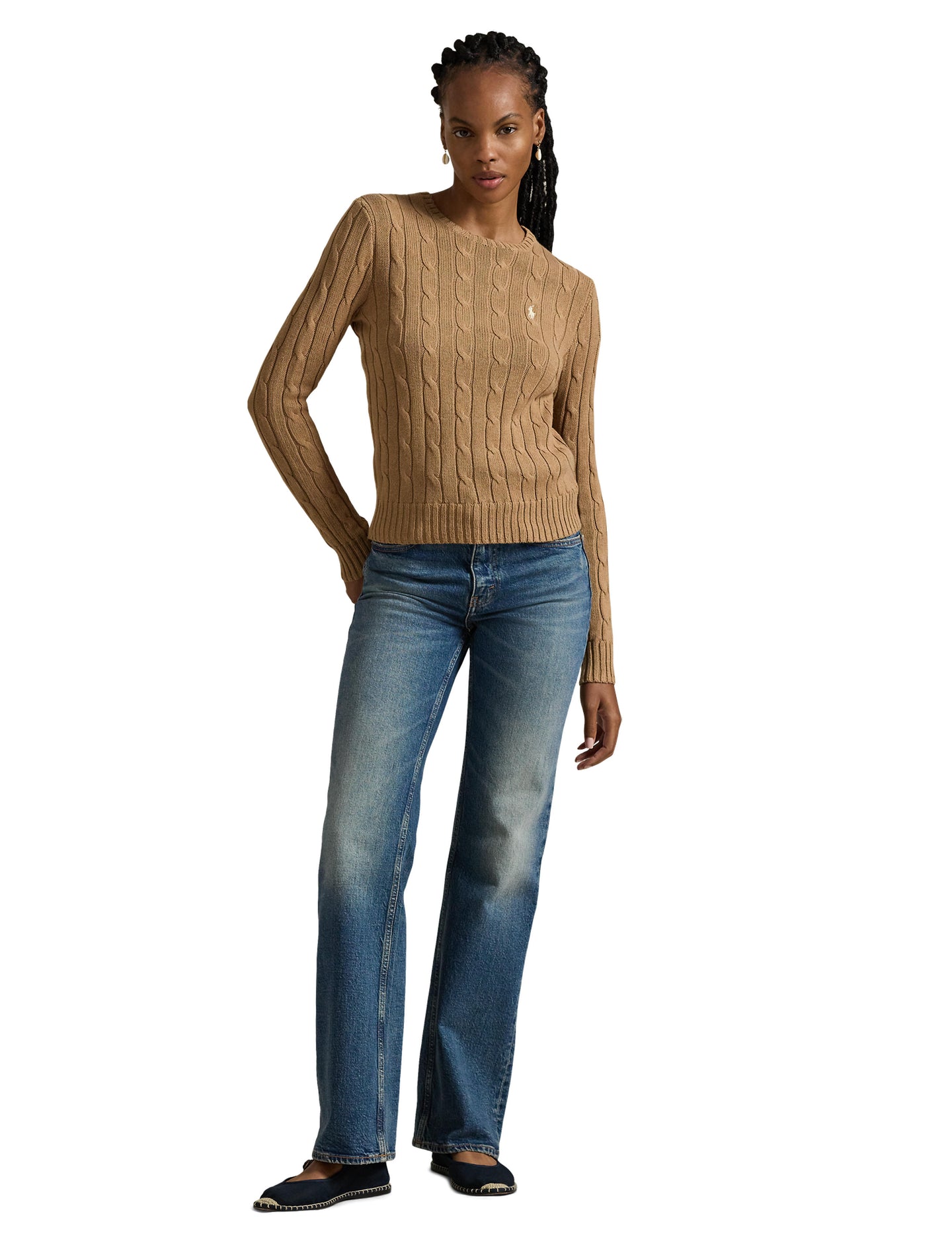 Polo Ralph Lauren - Cable-Knit Cotton Crewneck Sweater - Camel Melange