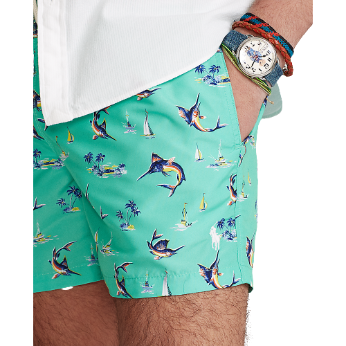 Traveller Print Swim Short - Green Swordfish