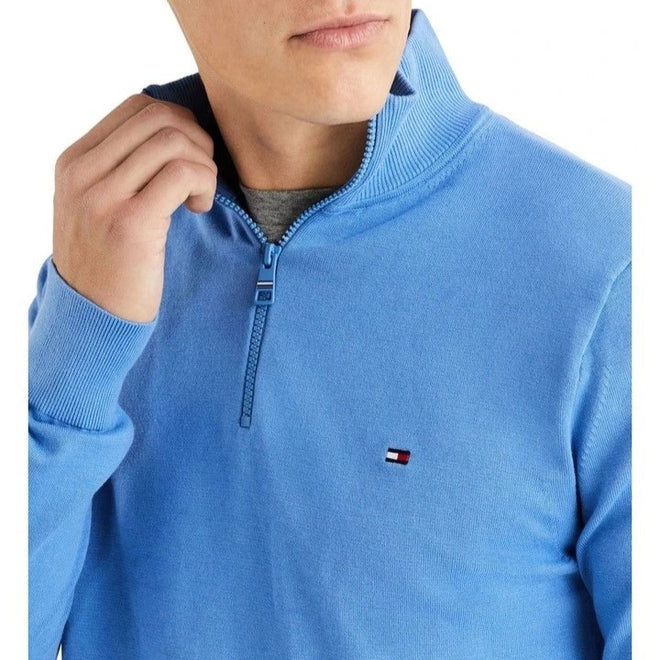 Tommy Hilfiger - 1985 Zip Mock Turtleneck Sweater - Sky Cloud Blue