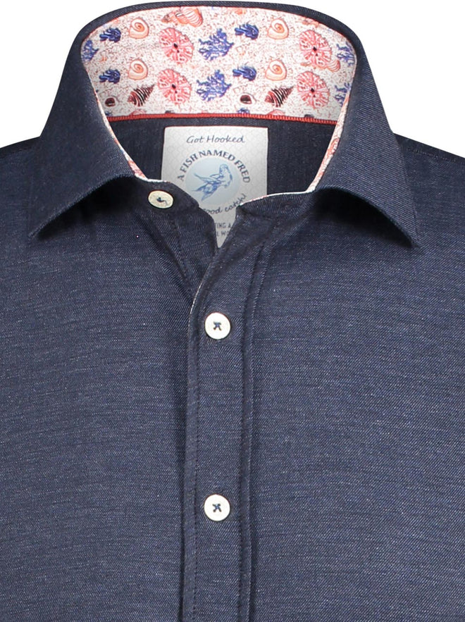 A Fish Named Fred - Long Sleeve Shirt - Dark Blue Melange