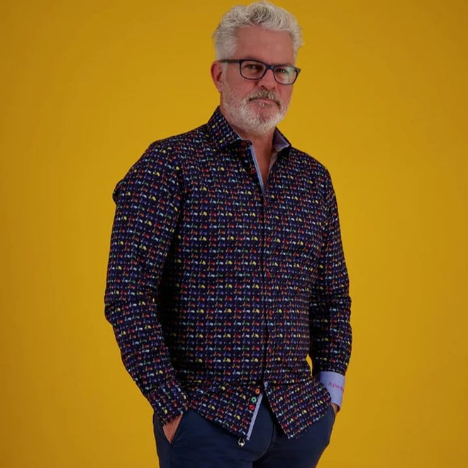 A Fish Named Fred - Scooters - Long Sleeve Shirt - navy