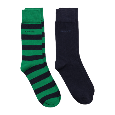 Gant 2 pack barstrip and solid socks - Lavish Green