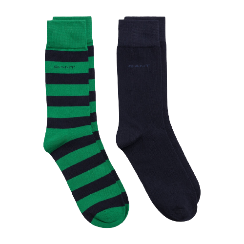 Gant 2 pack barstrip and solid socks - Lavish Green