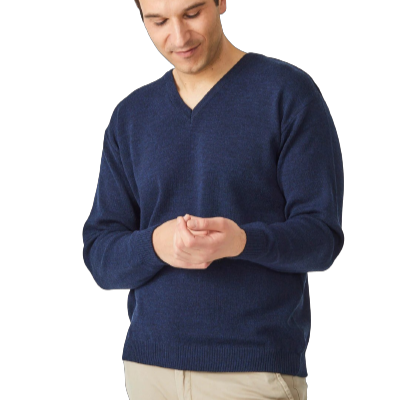 Aklanda Merino V Neck Sweater - Marine Blue