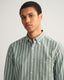 Oxford Shirt - Wide Stripe - Forest Green & White