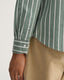 Oxford Shirt - Wide Stripe - Forest Green & White
