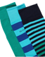 3 Pack Stripe Socks - Green/Blue and Red/Blue/Yellow
