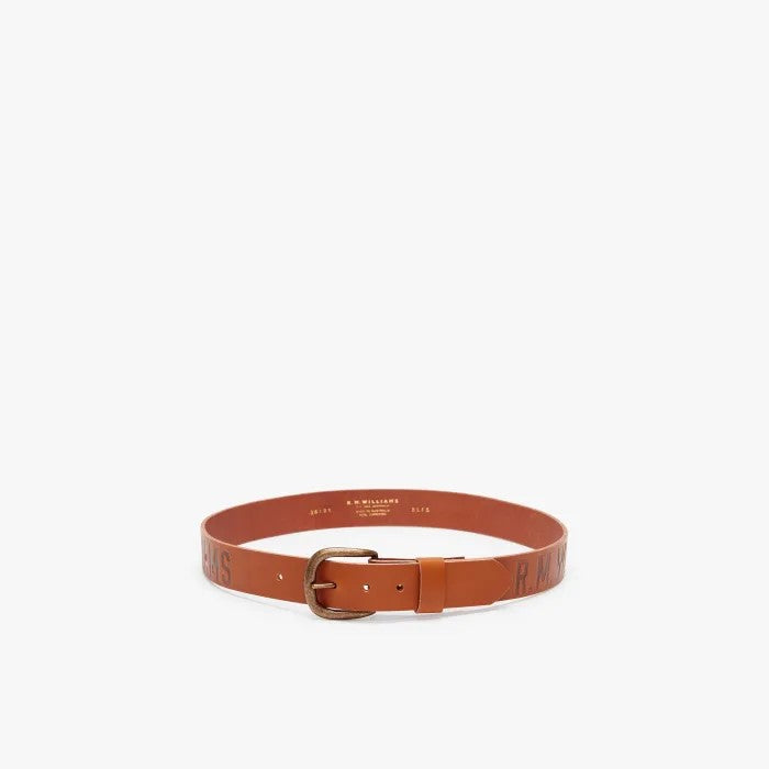 R.M.Williams - Stone Hut Belt - Antique Brass Hardware - Tan