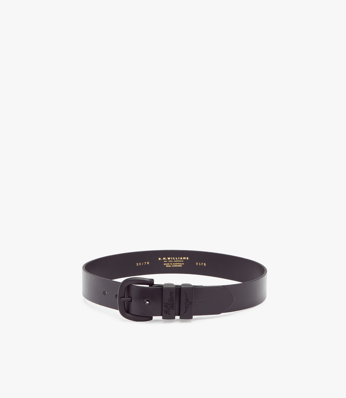 R.M.Williams - Drover Belt - Matte Black Buckle - Black