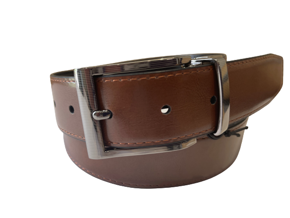 "Capital" - Reversible Belt - Black Front, Tan Back