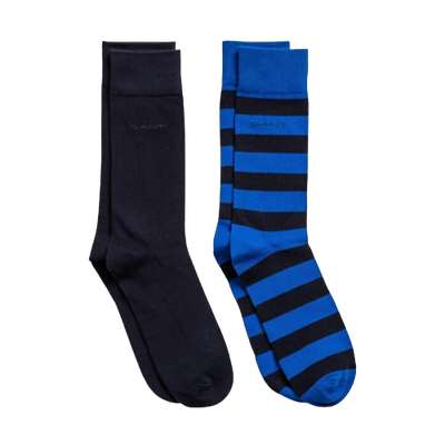 GANT 2 pack socks- barstripe blue & black