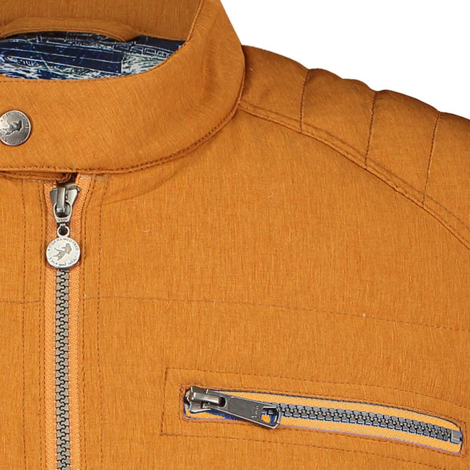 A Fish Named Fred - Padded Biker Jacket - Rust - Orange