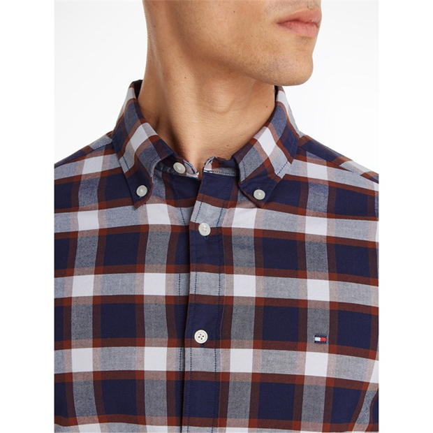 Tommy Hilfiger - Soft Cotton Block Tartan Shirt - Yale Navy Heritage Brown White