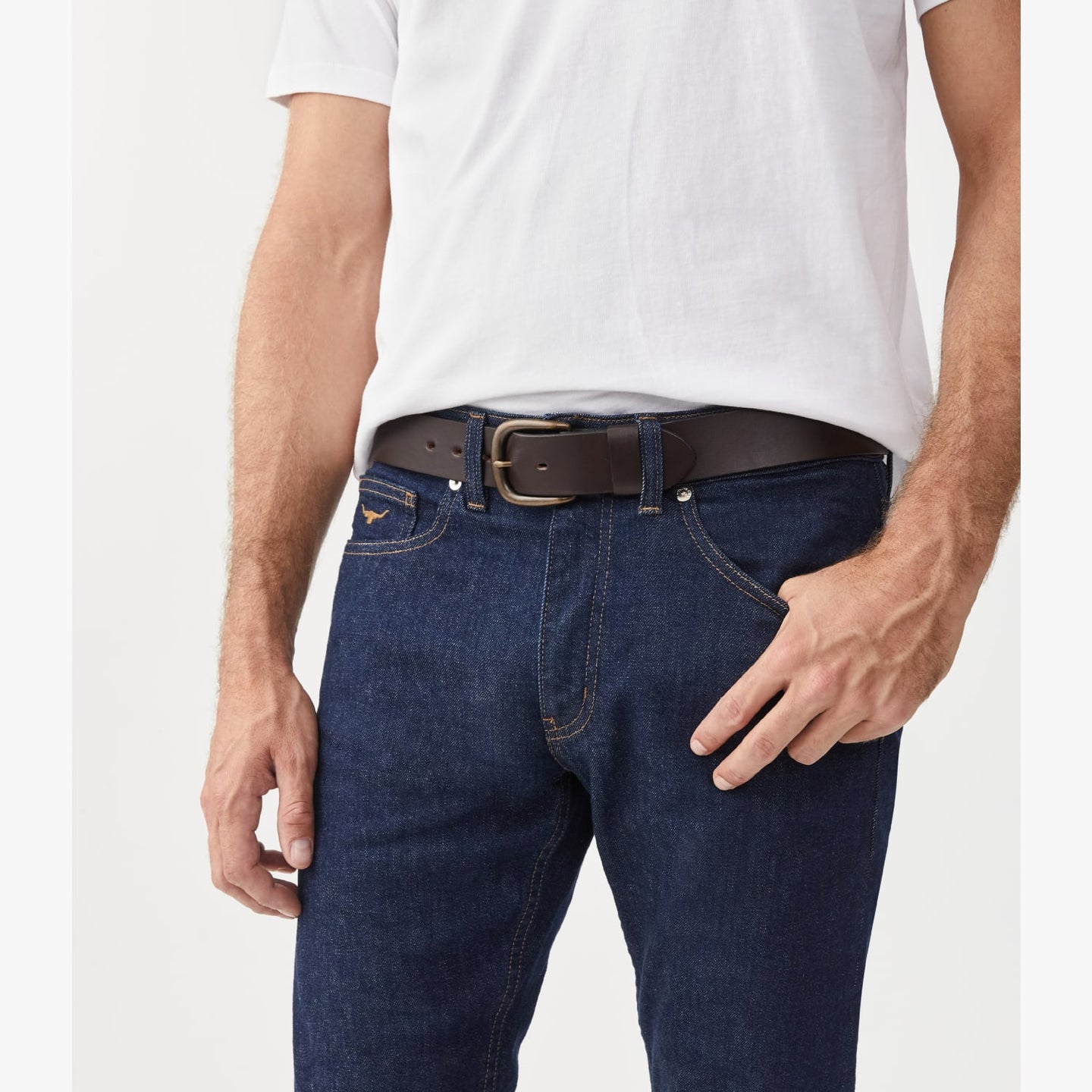 R.M.Williams - Traditional Belt - Brushed Metal Buckle - Chestnut