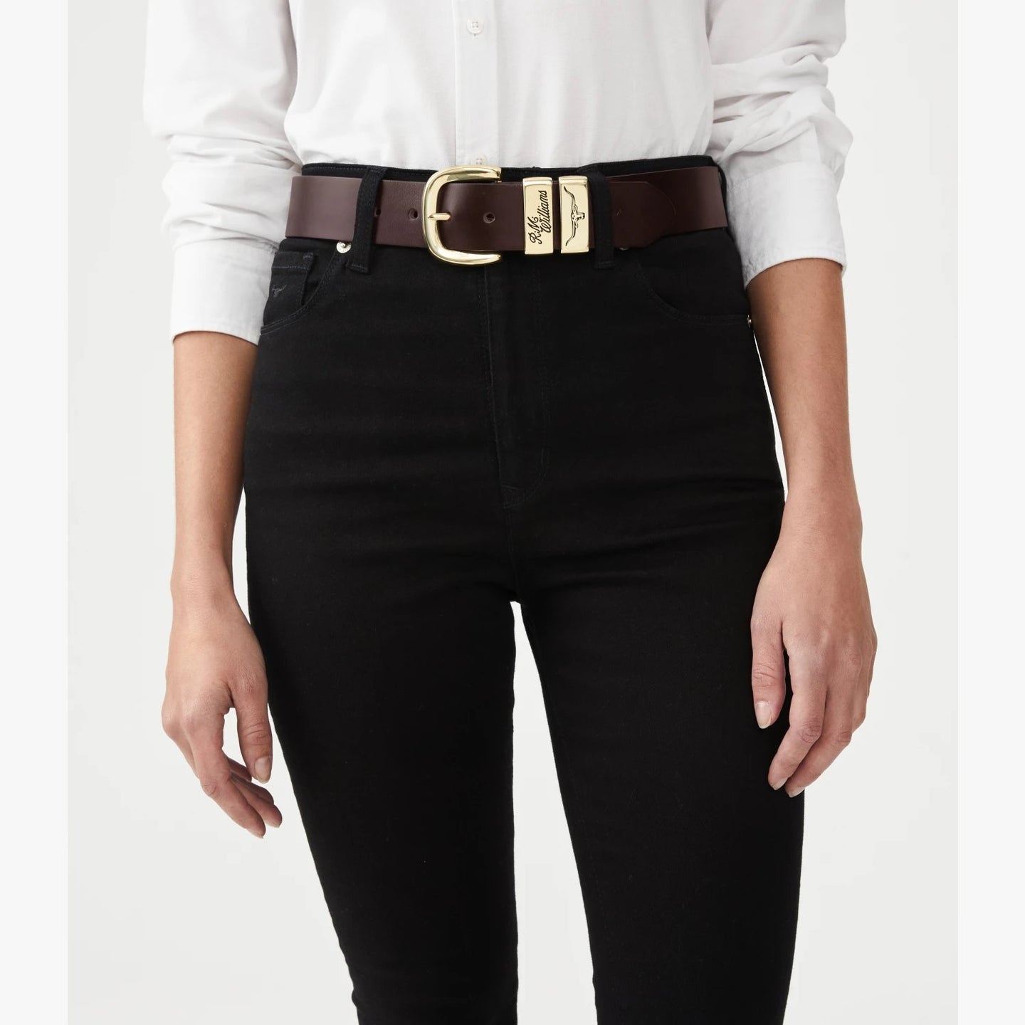 R.M.Williams - Drover Belt - High Polish Brass Hardware - Chestnut