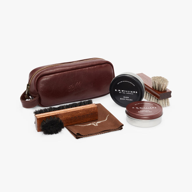 RM Willams - Leather Travel Care Kit - Large - Brown